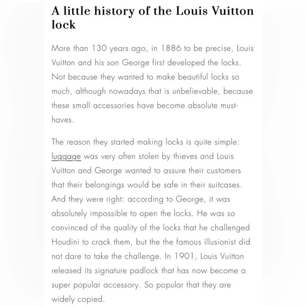 COPY - Louis Vuitton Brass Lock & Key Set - Picture 7 of 16